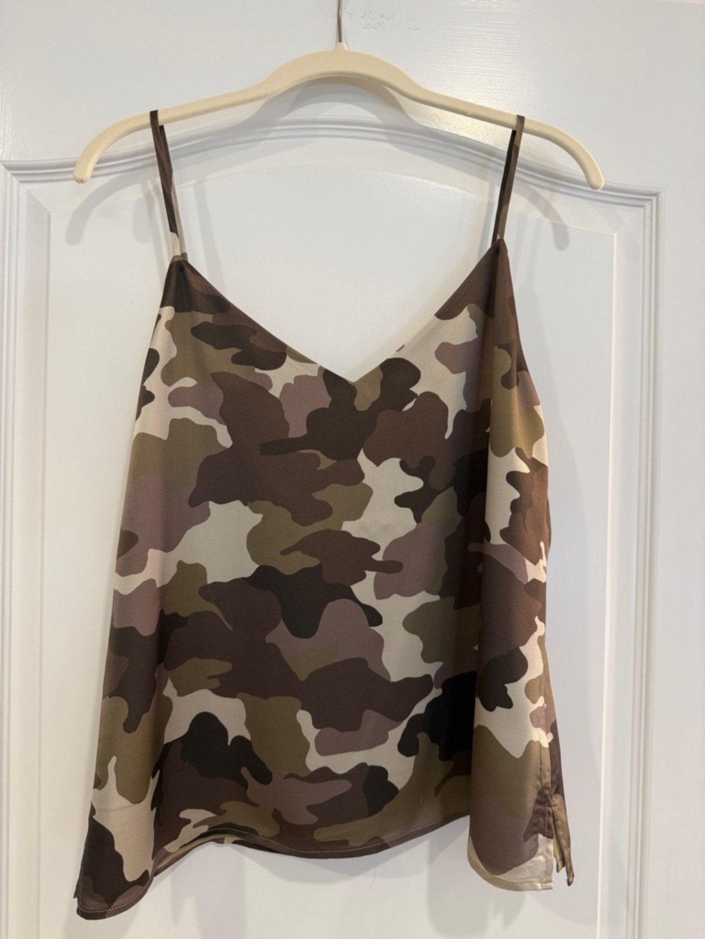 L’Agence Jane Silk Tank Top in Camouflage